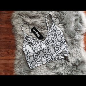 Boohoo Grey Snakeskin Crop Top